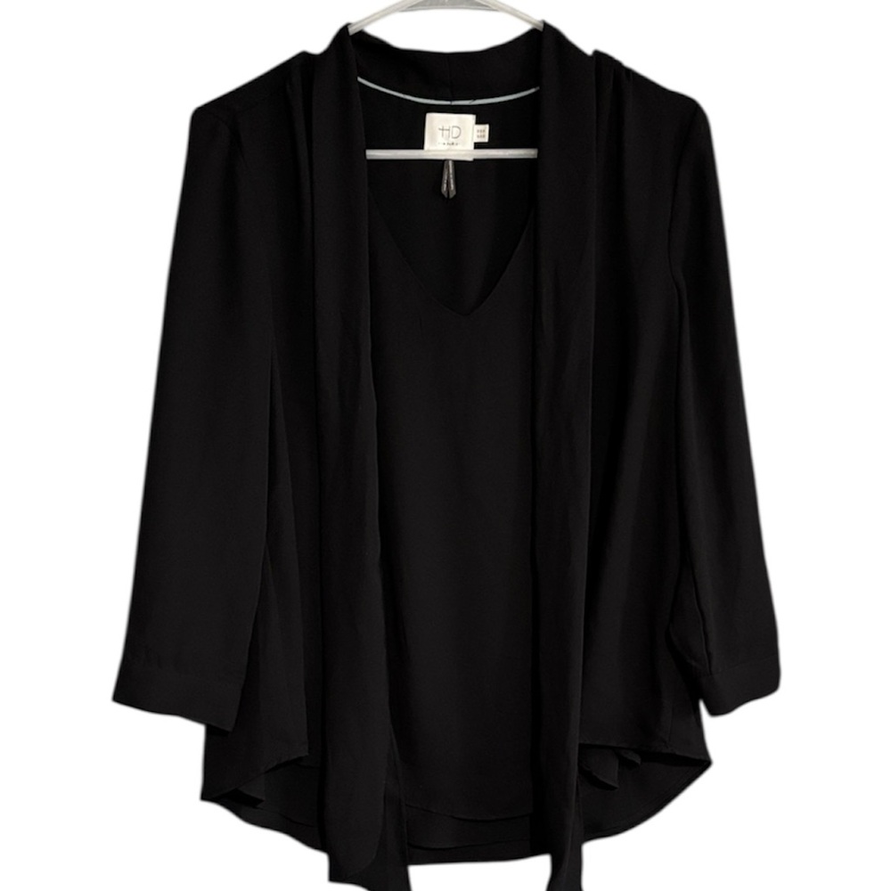 HD in Paris Black Draped Open-Front Blouse